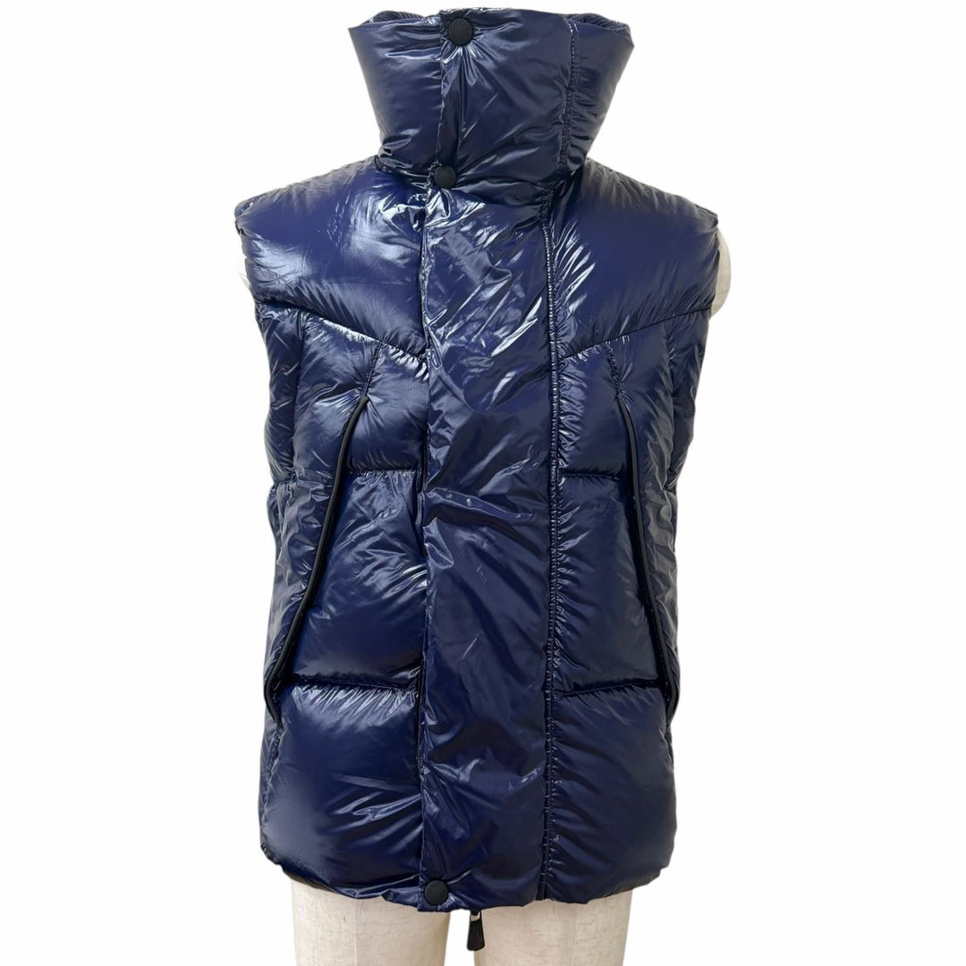 極美品□MONCLER GRENOBLE モンクレールグルノーブル BERZIN GILET ロゴワッペン ダウンベスト ネイビー 0 正規品 メンズ ハンガー付き