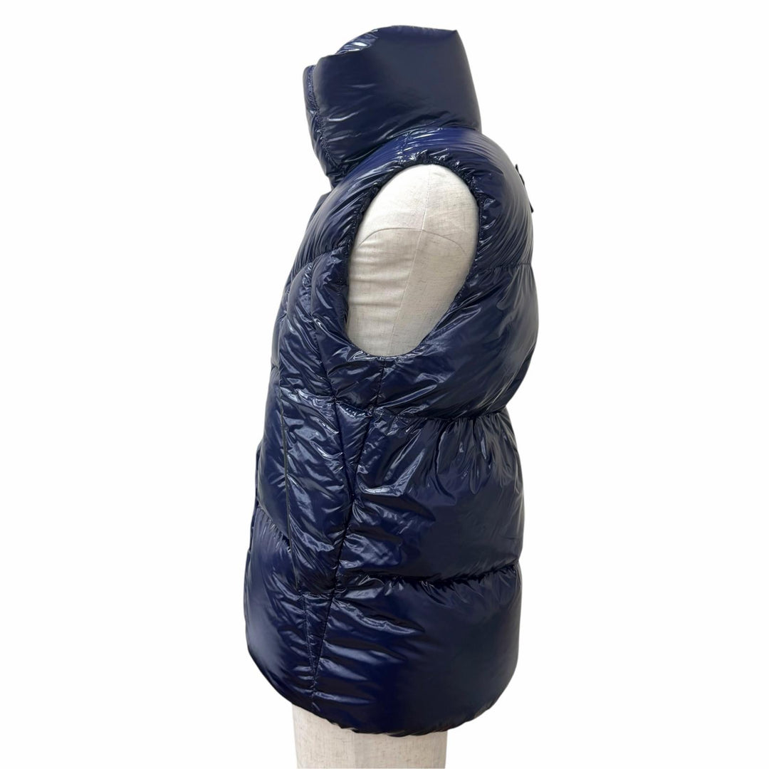 極美品□MONCLER GRENOBLE モンクレールグルノーブル BERZIN GILET ロゴワッペン ダウンベスト ネイビー 0 正規品 メンズ ハンガー付き
