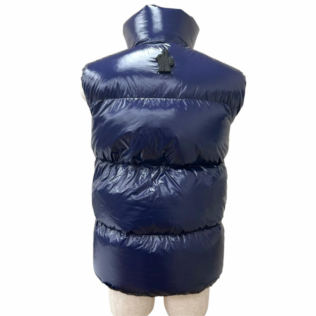 極美品□MONCLER GRENOBLE モンクレールグルノーブル BERZIN GILET ロゴワッペン ダウンベスト ネイビー 0 正規品 メンズ ハンガー付き