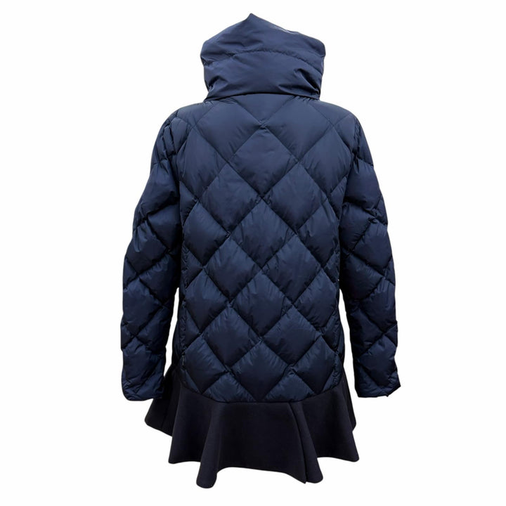 美品☆MONCLER モンクレール VOUGLANS ブーラン 裾フレア 切り替えデザイン ZIP UP ダウンコート ネイビー 2 国内正規品 レディース