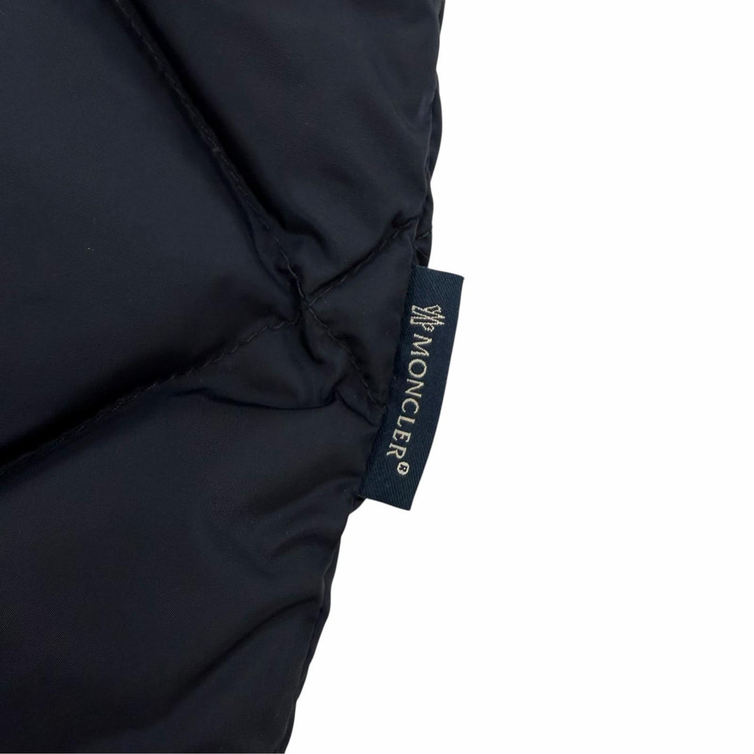 美品☆MONCLER モンクレール VOUGLANS ブーラン 裾フレア 切り替えデザイン ZIP UP ダウンコート ネイビー 2 国内正規品 レディース