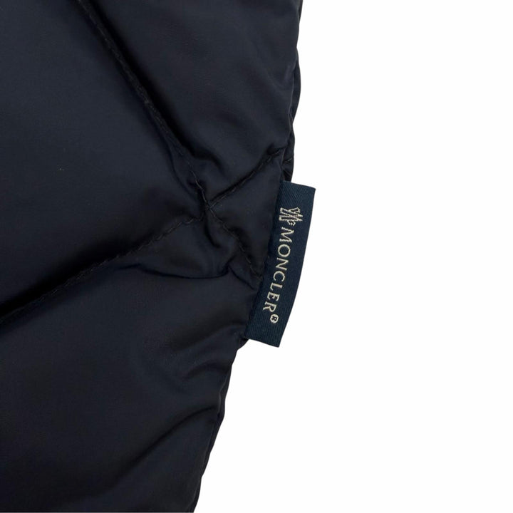 美品☆MONCLER モンクレール VOUGLANS ブーラン 裾フレア 切り替えデザイン ZIP UP ダウンコート ネイビー 2 国内正規品 レディース