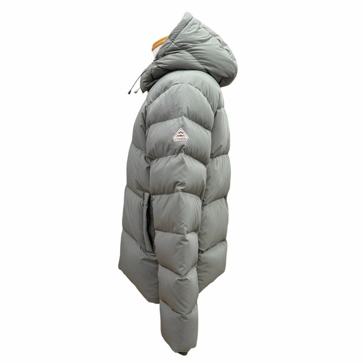 未使用品▼Pyrenex ピレネックス IPARLA ロゴワッペン付き フーデッド ダブルジップアップ ダウンジャケット カーキ L 正規品 メンズ