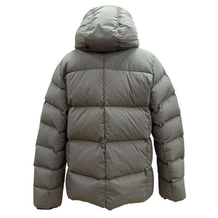 未使用品▼Pyrenex ピレネックス IPARLA ロゴワッペン付き フーデッド ダブルジップアップ ダウンジャケット カーキ L 正規品 メンズ