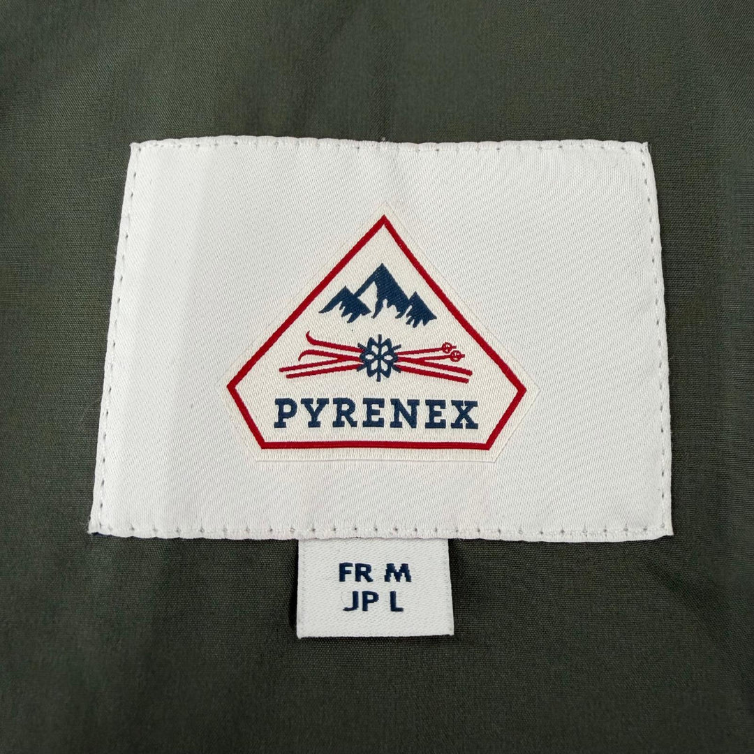 未使用品▼Pyrenex ピレネックス IPARLA ロゴワッペン付き フーデッド ダブルジップアップ ダウンジャケット カーキ L 正規品 メンズ