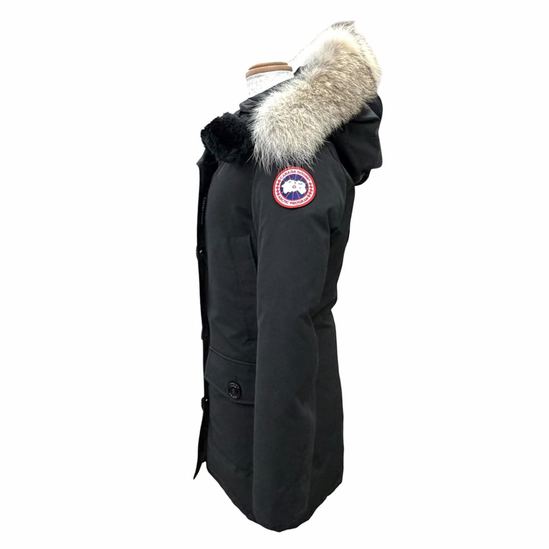 良品△CANADA GOOSE カナダグース 2603JL BRONTE PARKA ブロンテパーカ ロゴワッペン ダウンコート ブラック XS 日本サイズS相当 正規品