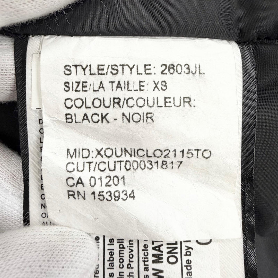 良品△CANADA GOOSE カナダグース 2603JL BRONTE PARKA ブロンテパーカ ロゴワッペン ダウンコート ブラック XS 日本サイズS相当 正規品