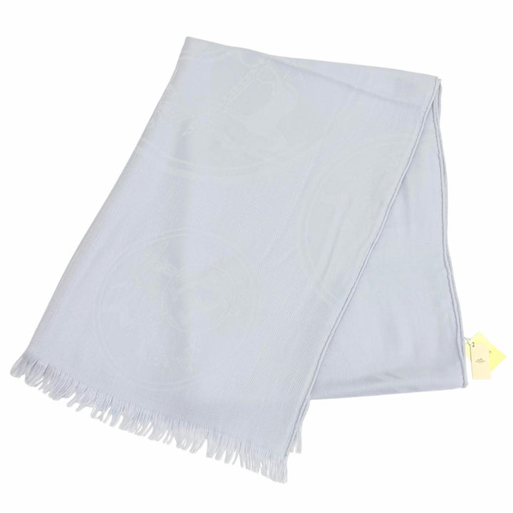 未使用品★HERMES エルメス 262494S 57 ニューリブリス カシミヤ シルク混 GRIS/NUAGE フリンジ 大判 ストール マフラー ショール 箱付