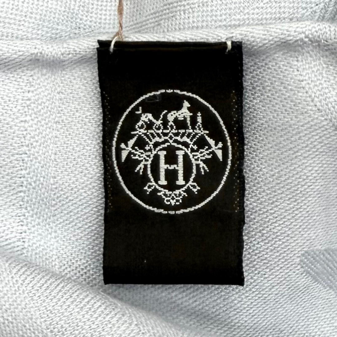 未使用品★HERMES エルメス 262494S 57 ニューリブリス カシミヤ シルク混 GRIS/NUAGE フリンジ 大判 ストール マフラー ショール 箱付