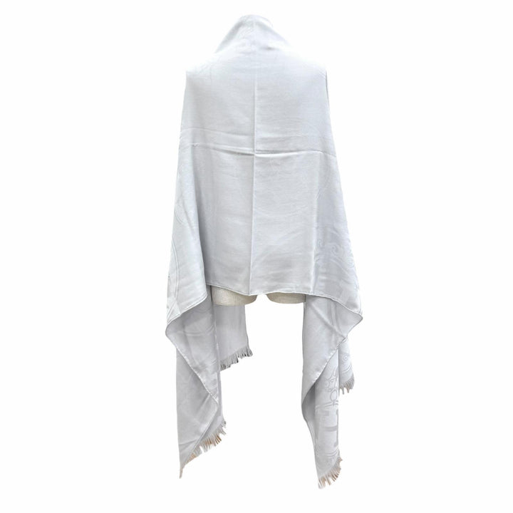 未使用品★HERMES エルメス 262494S 57 ニューリブリス カシミヤ シルク混 GRIS/NUAGE フリンジ 大判 ストール マフラー ショール 箱付