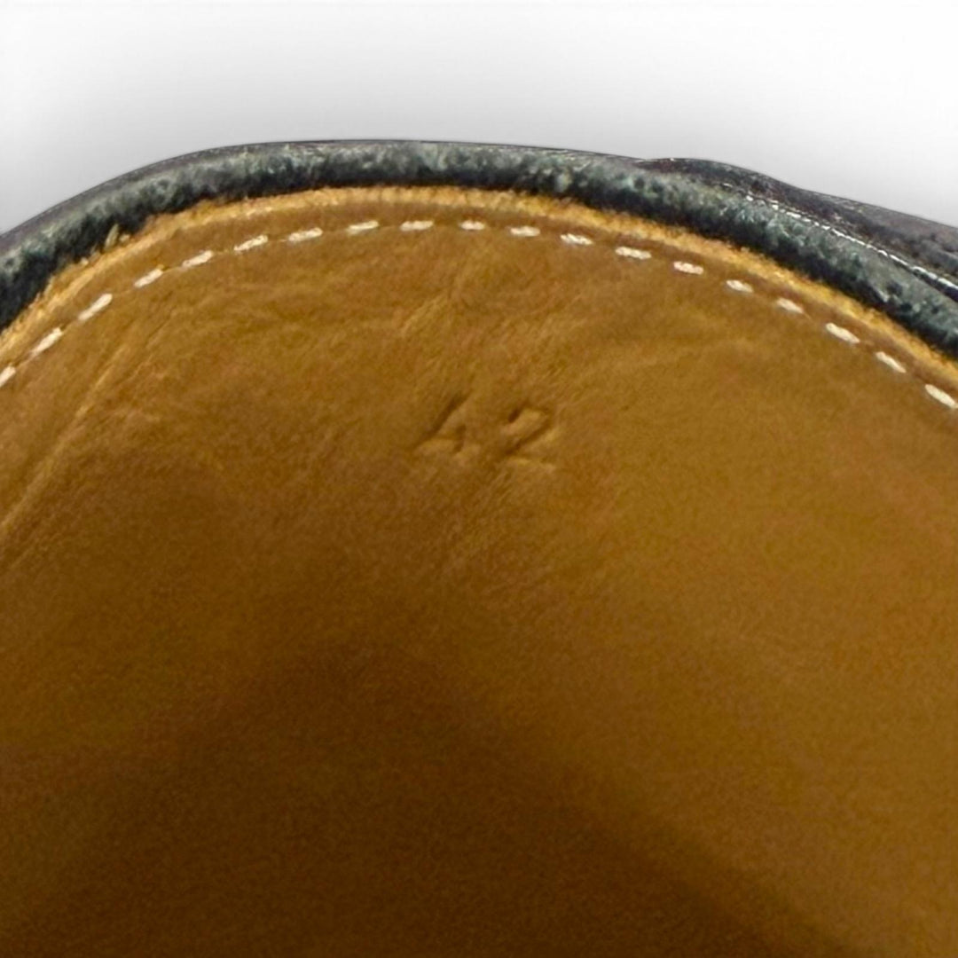 美品▼HERMES エルメス シルバー金具 モンクストラップ Uチップ レザーシューズ ブラック IT 42 イタリア製 メンズ 箱・保存袋付き