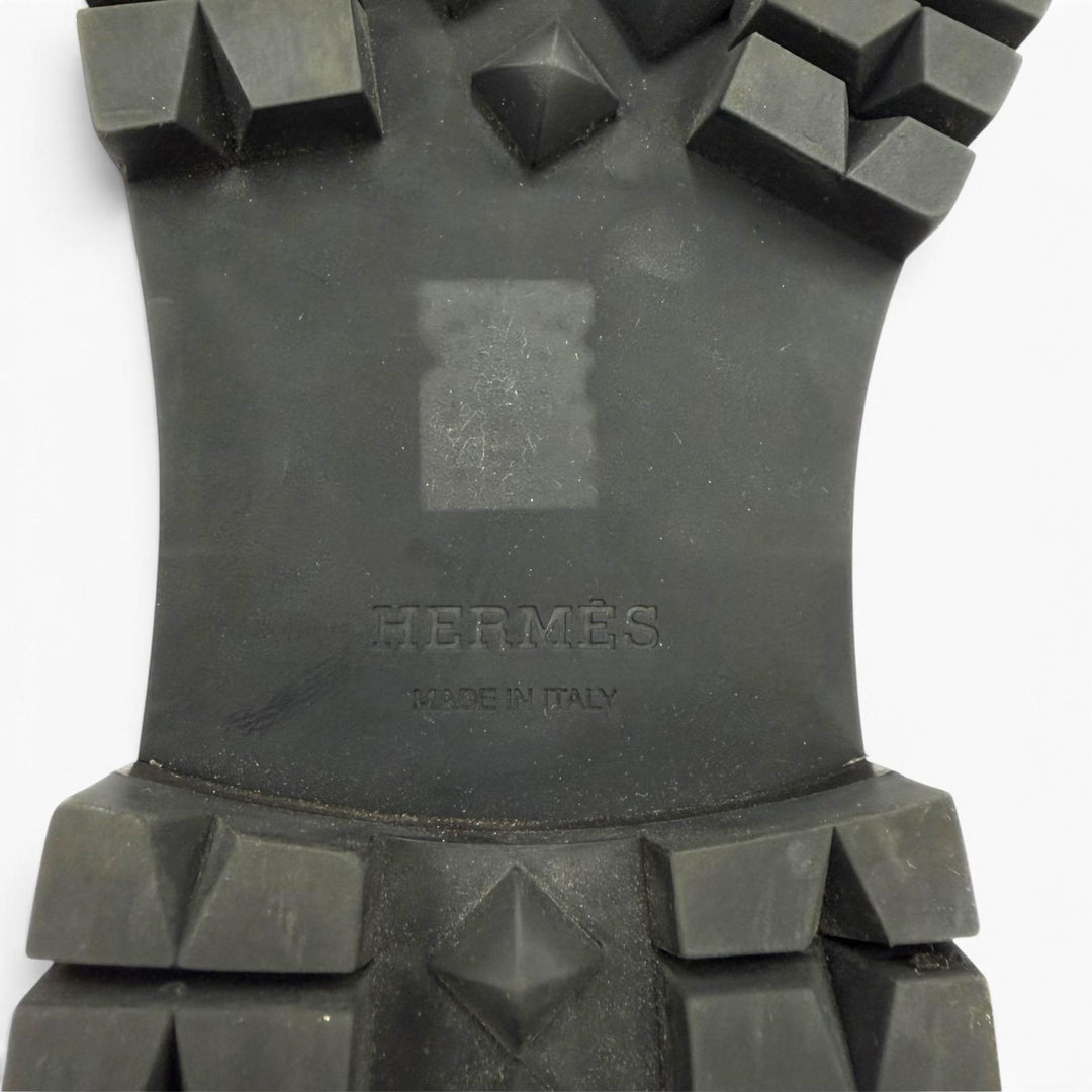美品▼HERMES エルメス シルバー金具 モンクストラップ Uチップ レザーシューズ ブラック IT 42 イタリア製 メンズ 箱・保存袋付き