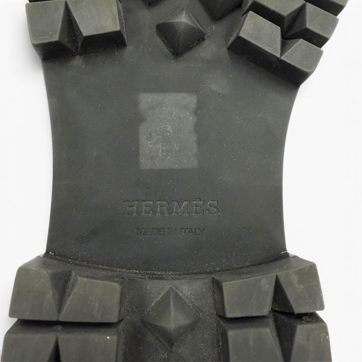美品▼HERMES エルメス シルバー金具 モンクストラップ Uチップ レザーシューズ ブラック IT 42 イタリア製 メンズ 箱・保存袋付き