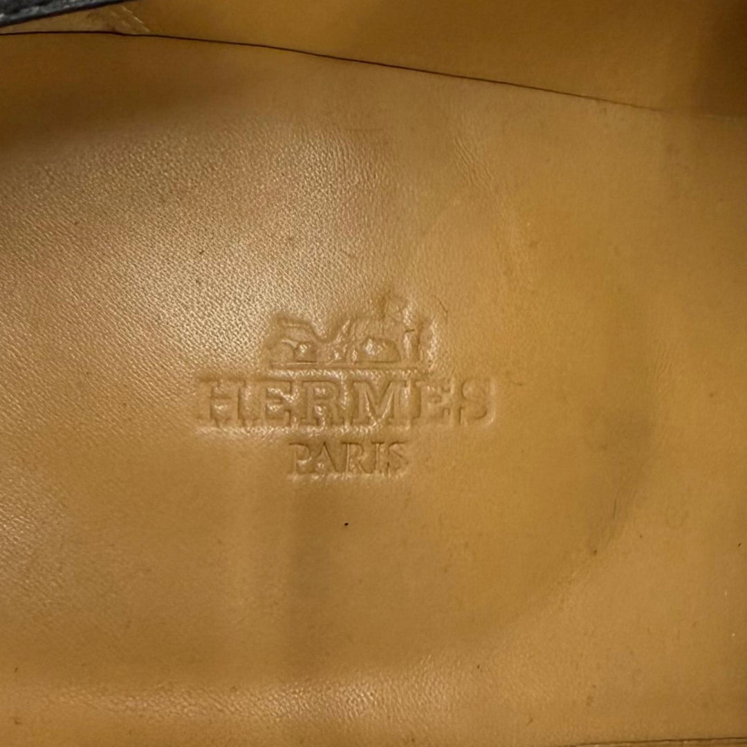 美品▼HERMES エルメス シルバー金具 モンクストラップ Uチップ レザーシューズ ブラック IT 42 イタリア製 メンズ 箱・保存袋付き