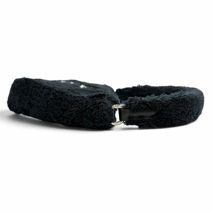 極美品★PRADA プラダ 1NE043 Terry Cloth トライアングルロゴ パイルバッグ ハンドバッグ ネイビー イタリア製 レディース