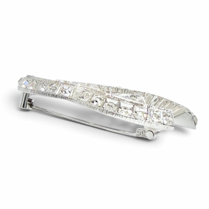 極美品△CHANEL シャネル F23V ココマーク CCロゴ ラインストーン クリスタルビジュー ブローチ シルバー フランス製 レディース