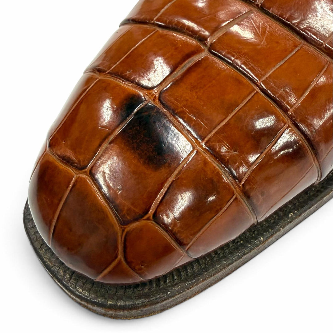 良品▼CROCKETT&amp;JONES クロケットアンドジョーンズ TRAFALGAR クロコダイル 125周年記念 19足限定 プレーントゥ レザーシューズ 7.5 箱付