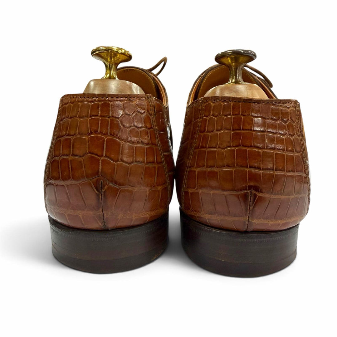 良品▼CROCKETT&amp;JONES クロケットアンドジョーンズ TRAFALGAR クロコダイル 125周年記念 19足限定 プレーントゥ レザーシューズ 7.5 箱付
