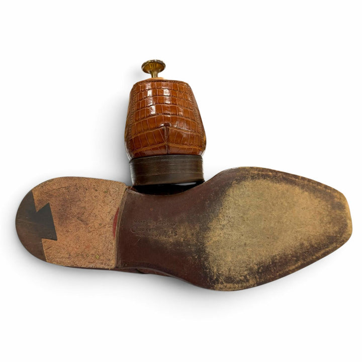 良品▼CROCKETT&amp;JONES クロケットアンドジョーンズ TRAFALGAR クロコダイル 125周年記念 19足限定 プレーントゥ レザーシューズ 7.5 箱付