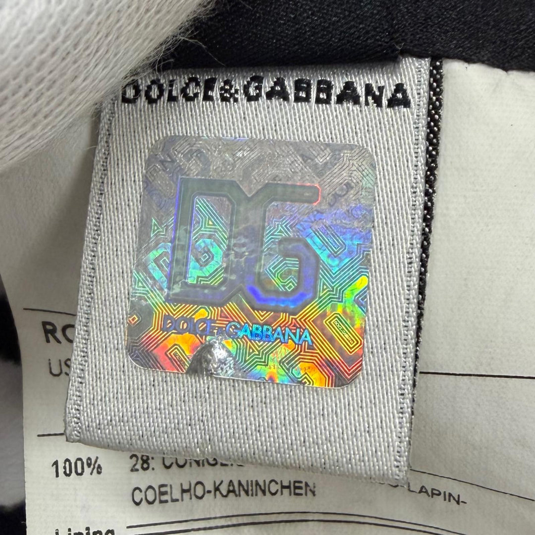 美品▼DOLCE&amp;GABBANA ドルチェ＆ガッバーナ 07-08AW ラビットファー レザー使い トレンチコート 本毛皮コート グレー IT 50 ハンガー付き