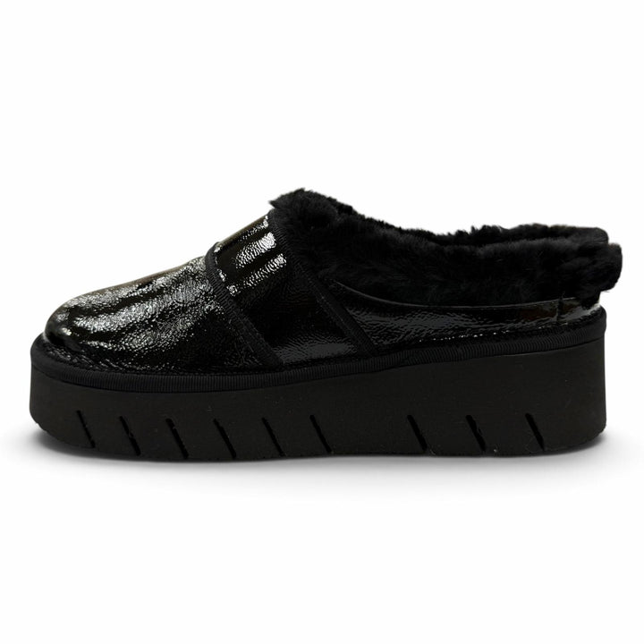未使用品☆ROGER VIVIER ロジェヴィヴィエ ヴィヴ ウインター プラットフォーム レザー ファースリッパ ミュール ビジュー付 ブラック 35