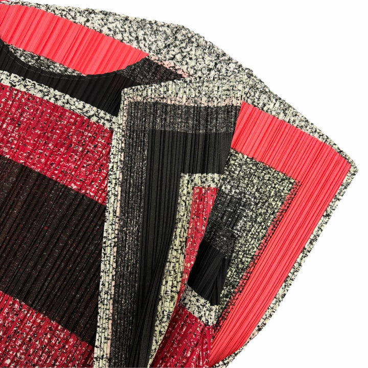 極美品☆PLEATS PLEASE プリーツプリーズ イッセイミヤケ PP81-JT702 ユニオン ブロック チェック チュニック レッドブラック系 3 正規品