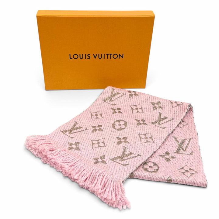 極美品★LOUIS VUITTON ルイヴィトン M70466 エシャルプ ロゴマニア シャイン ウール シルク混 ローズバレリーヌ マフラー 正規品 箱付