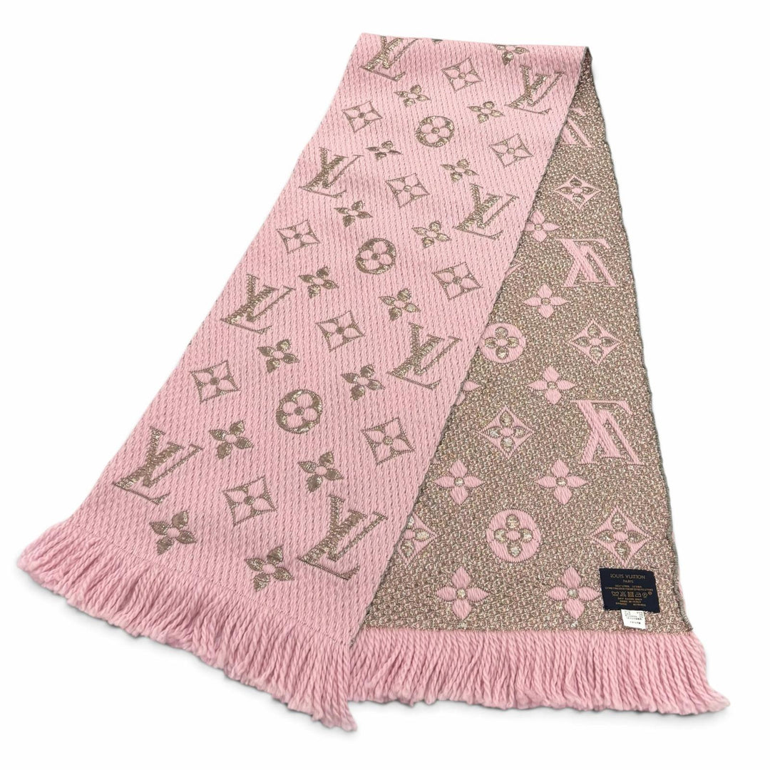 極美品★LOUIS VUITTON ルイヴィトン M70466 エシャルプ ロゴマニア シャイン ウール シルク混 ローズバレリーヌ マフラー 正規品 箱付