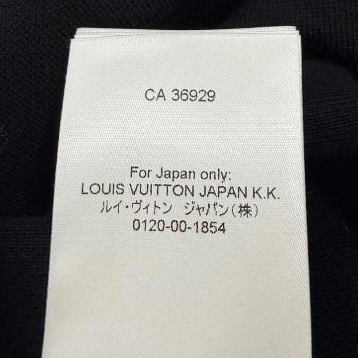 極美品▼LOUIS VUITTON ルイヴィトン 2023年製 LVワッペン Vネック 異素材切替 ニッ カーディガン ブラック M イタリア製 正規品 メンズ