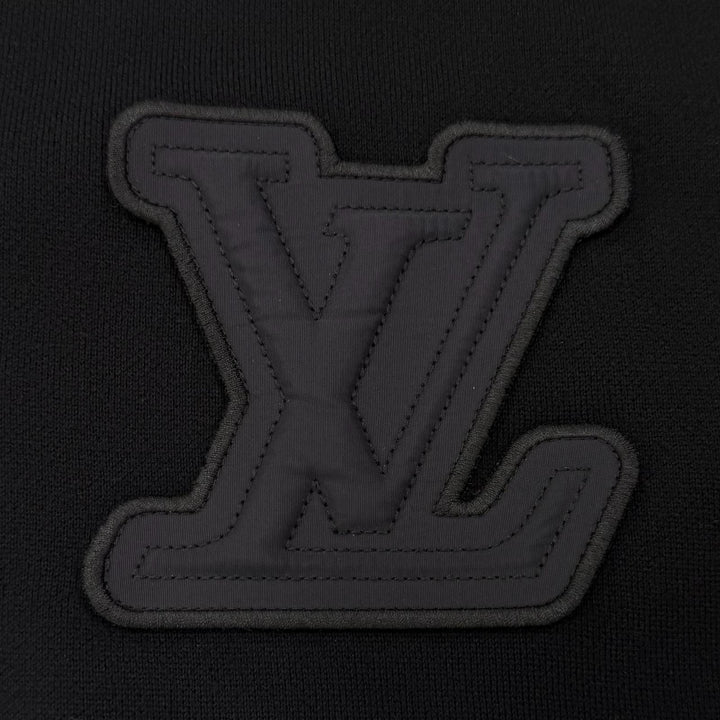 極美品▼LOUIS VUITTON ルイヴィトン 2023年製 LVワッペン Vネック 異素材切替 ニッ カーディガン ブラック M イタリア製 正規品 メンズ