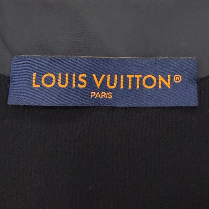 極美品▼LOUIS VUITTON ルイヴィトン 2023年製 LVワッペン Vネック 異素材切替 ニッ カーディガン ブラック M イタリア製 正規品 メンズ