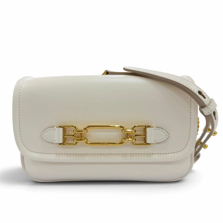極美品☆BALLY バリー 6239066 VIVA XS/03 ロゴ金具 レザー チェーン ショルダーバッグ アイボリー レディース 保存袋付き