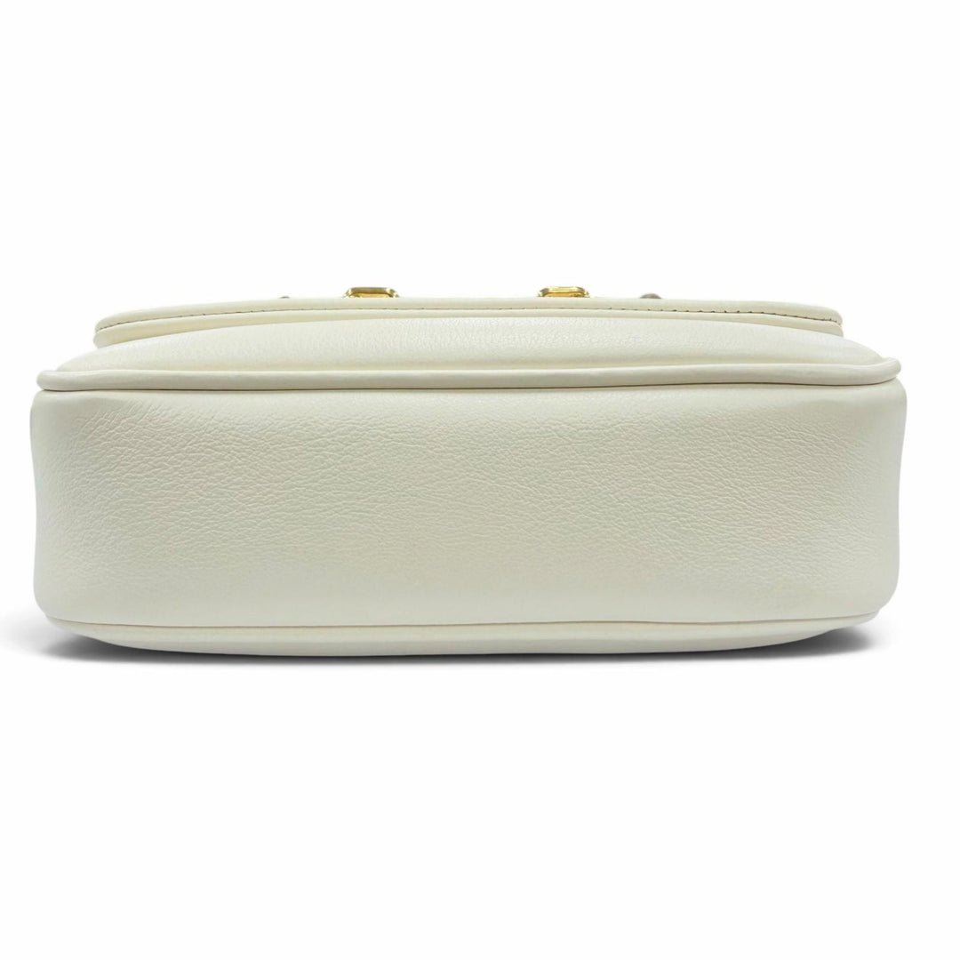 極美品☆BALLY バリー 6239066 VIVA XS/03 ロゴ金具 レザー チェーン ショルダーバッグ アイボリー レディース 保存袋付き