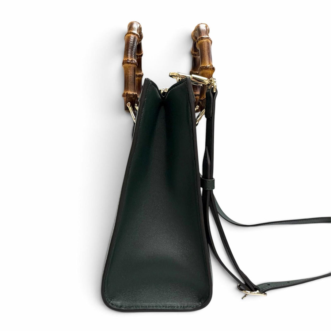 極美品△GUCCI グッチ 853226 ダイアナミディアムトートバッグ バンブー 2WAY ショルダーバッグ ダークグリーン 定価605000円 保存袋付き