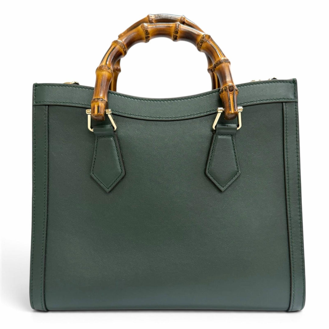 極美品△GUCCI グッチ 853226 ダイアナミディアムトートバッグ バンブー 2WAY ショルダーバッグ ダークグリーン 定価605000円 保存袋付き