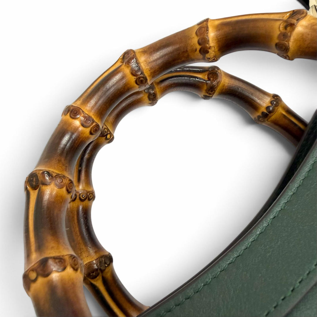 極美品△GUCCI グッチ 853226 ダイアナミディアムトートバッグ バンブー 2WAY ショルダーバッグ ダークグリーン 定価605000円 保存袋付き