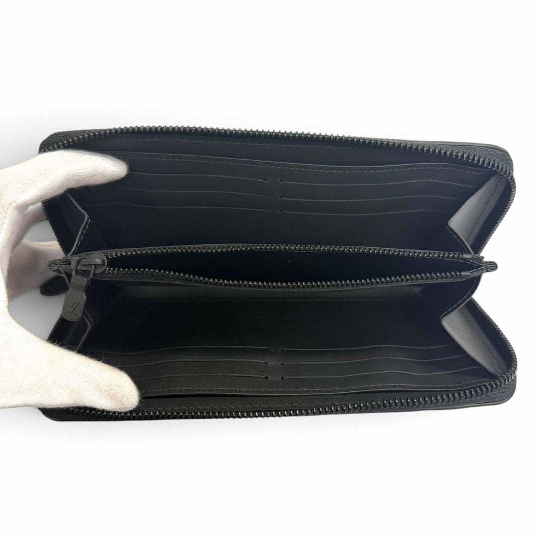 極美品□LOUIS VUITTON ルイヴィトン M80333 ジッピーウォレット・ホリゾンタル モノグラムシャドウ 長財布 ブラック スペイン製 メンズ