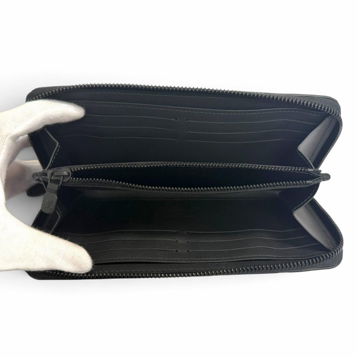 極美品□LOUIS VUITTON ルイヴィトン M80333 ジッピーウォレット・ホリゾンタル モノグラムシャドウ 長財布 ブラック スペイン製 メンズ
