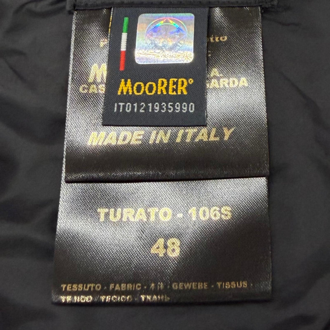 美品▼MOORER ムーレー TURATO-106S トゥラートオ ナイロン デニム切替 フーデッド ダウンジャケット ブラック IT 48 イタリア製 メンズ