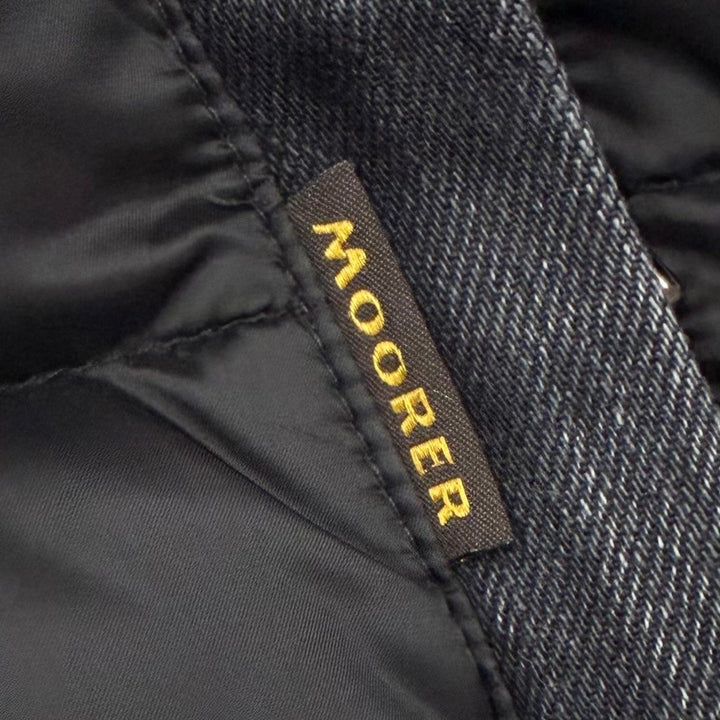 美品▼MOORER ムーレー TURATO-106S トゥラートオ ナイロン デニム切替 フーデッド ダウンジャケット ブラック IT 48 イタリア製 メンズ