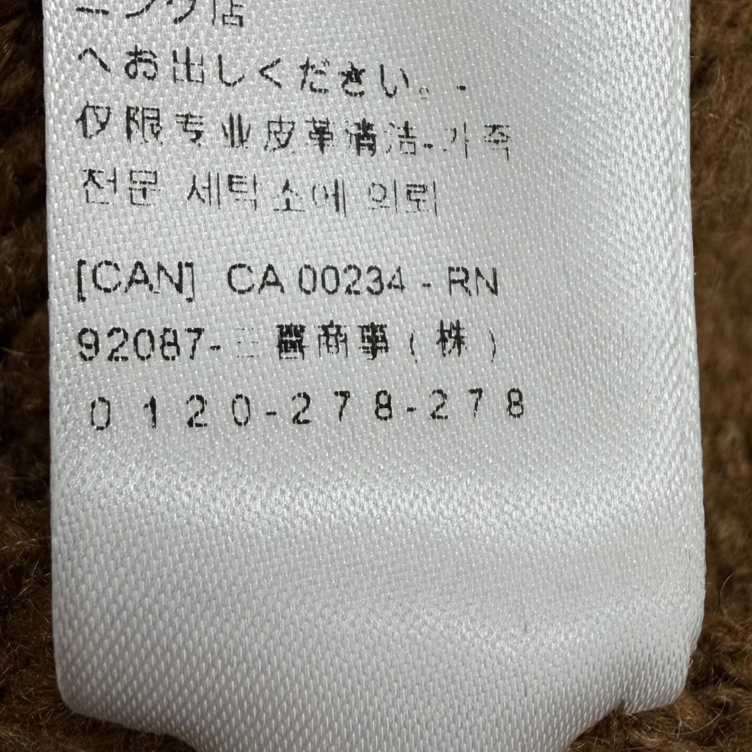 極美品☆Agnona アニオナ カシミヤ100％ レザーフリンジ付 タートルネック ニット ケープ ポンチョ ブラウン S 伊製 正規品 レディース