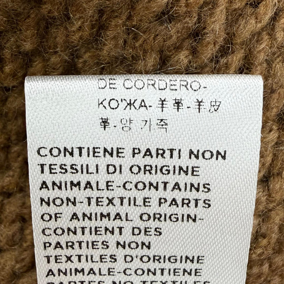 極美品☆Agnona アニオナ カシミヤ100％ レザーフリンジ付 タートルネック ニット ケープ ポンチョ ブラウン S 伊製 正規品 レディース