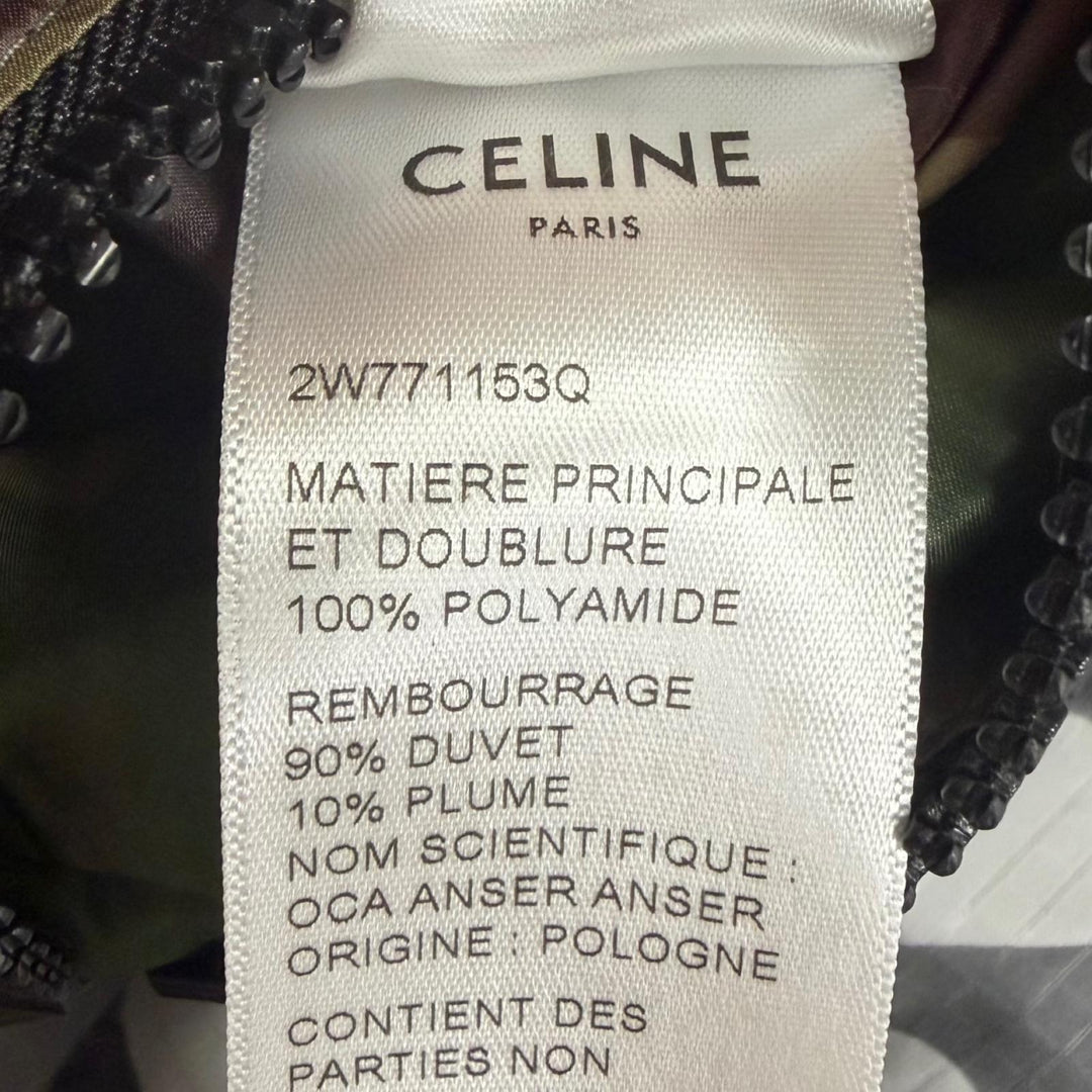 未使用品□CELINE セリーヌ 2W771153Q カモフラ柄 スタンドカラー ダウンジャケット パファージャケット グレー 44 イタリア製 正規品