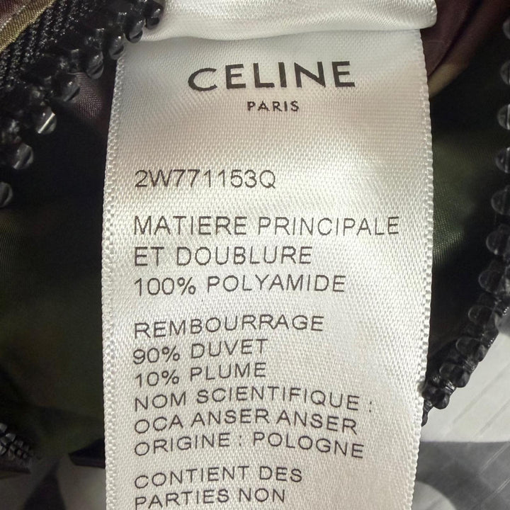 未使用品□CELINE セリーヌ 2W771153Q カモフラ柄 スタンドカラー ダウンジャケット パファージャケット グレー 44 イタリア製 正規品