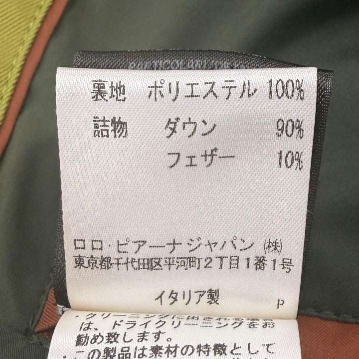 美品▼Loro Piana ロロピアーナ FAL8088 RAIN SYSTEM シルク100% ヤギ革 ゴートレザー使い ロゴ入りボタン ダウンジャケット M 正規品