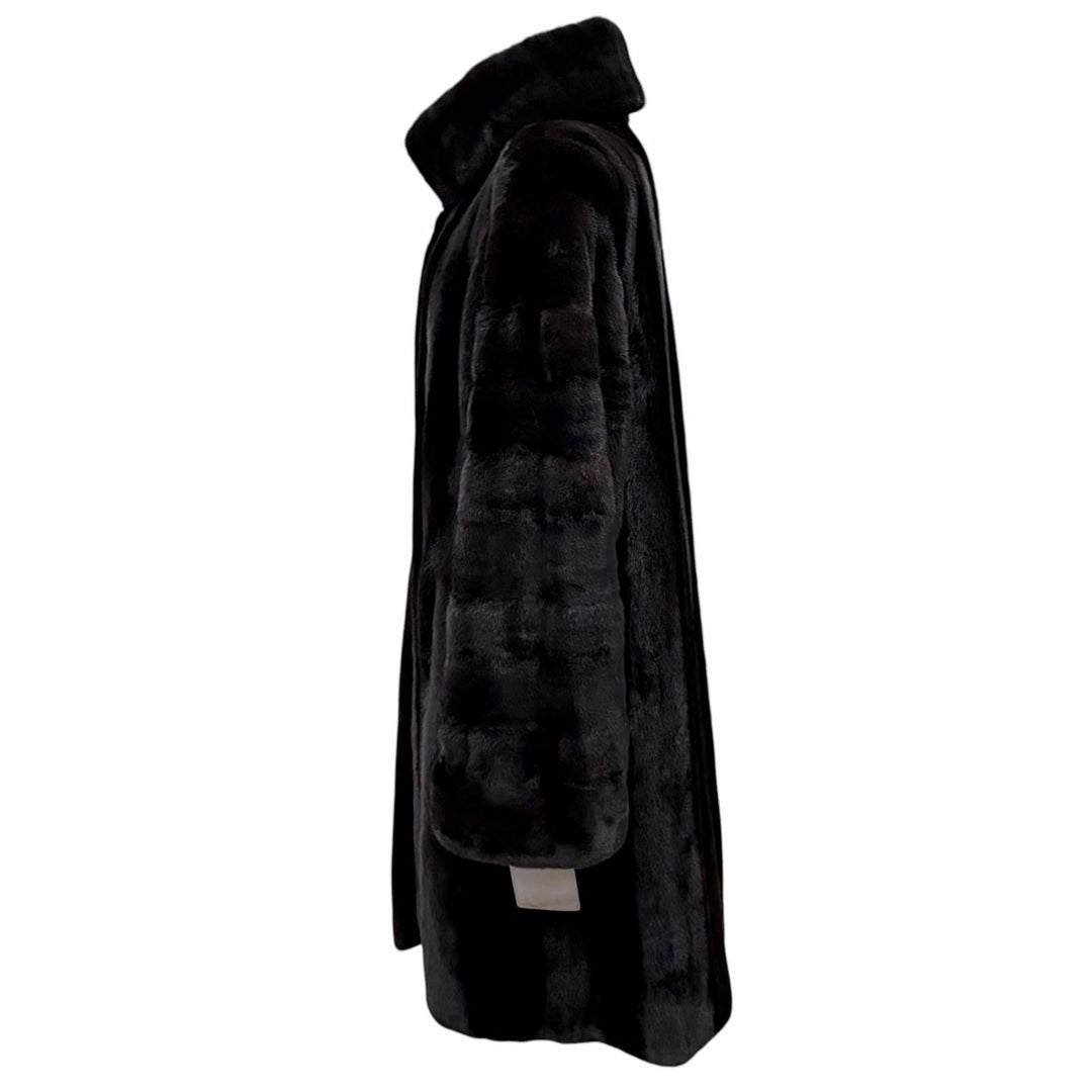 未使用△Christian Dior クリスチャンディオール ロゴ金ボタン ミンクファー ロング 本毛皮コート ブラックグラマ 9-11 USA製 レディース