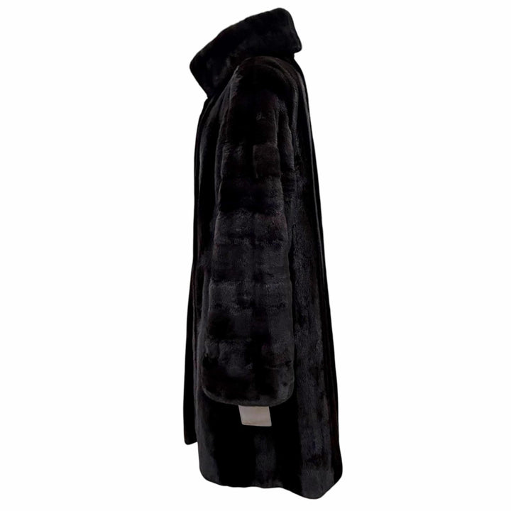 未使用△Christian Dior クリスチャンディオール ロゴ金ボタン ミンクファー ロング 本毛皮コート ブラックグラマ 9-11 USA製 レディース