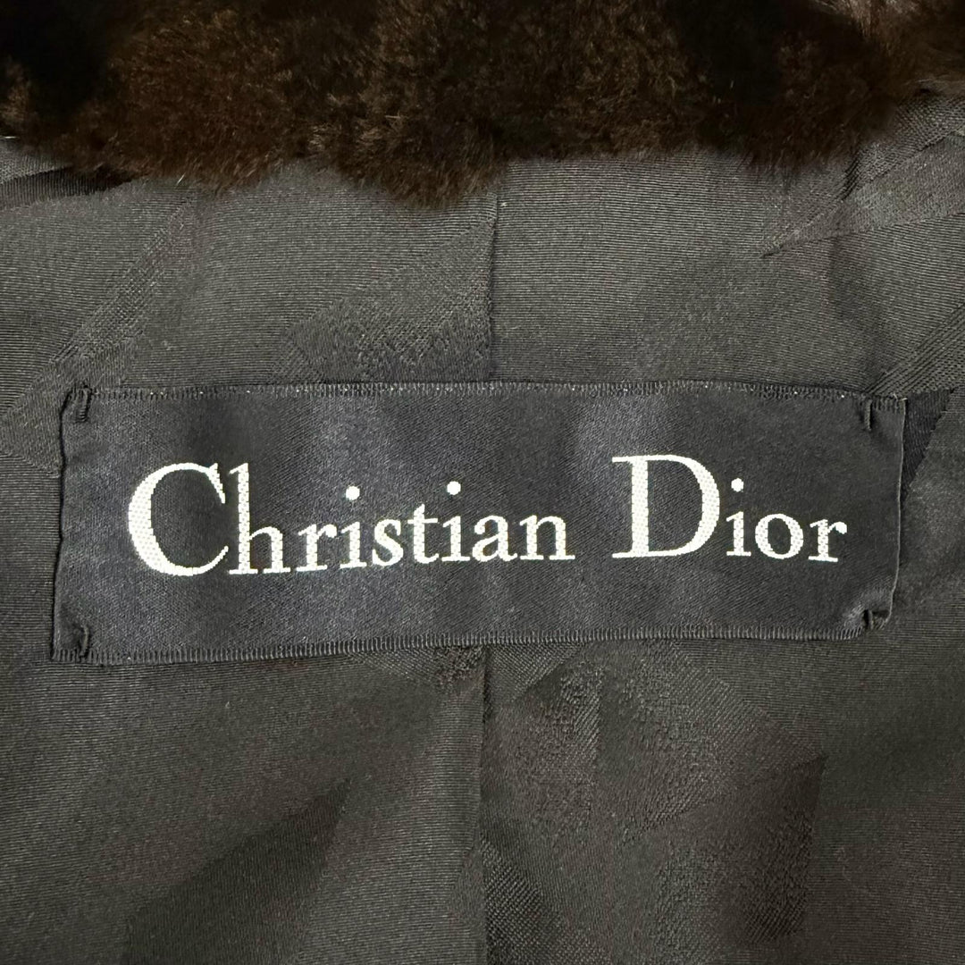 未使用△Christian Dior クリスチャンディオール ロゴ金ボタン ミンクファー ロング 本毛皮コート ブラックグラマ 9-11 USA製 レディース