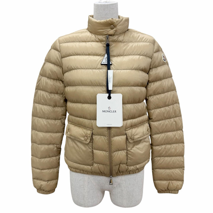 未使用品☆MONCLER モンクレール 25SS LANS ロゴワッペン ポケッダブル収納袋付 ZIP UP ダウンジャケット ベージュ 1 正規品 レディース