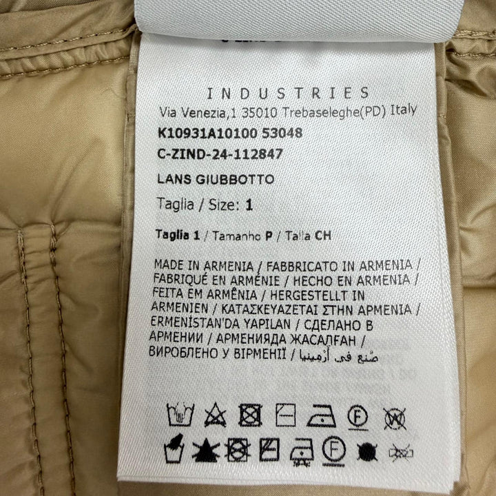 未使用品☆MONCLER モンクレール 25SS LANS ロゴワッペン ポケッダブル収納袋付 ZIP UP ダウンジャケット ベージュ 1 正規品 レディース